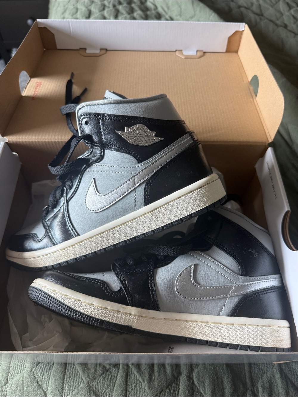 Nike Air Jordan 1 Mid - Black and Gray/Silver